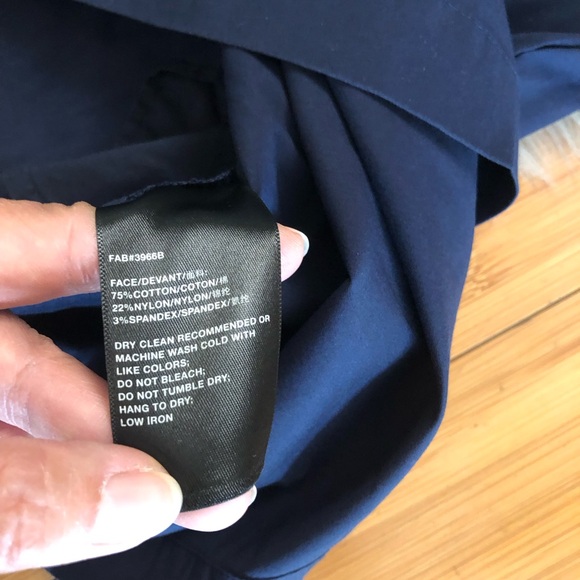 Lafayette 148 Preppy Collared Ruffled Relaxed Fit Long Sleeves Navy Dress XL - Picture 11 of 13